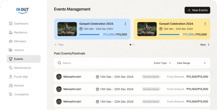 Event Management Interface